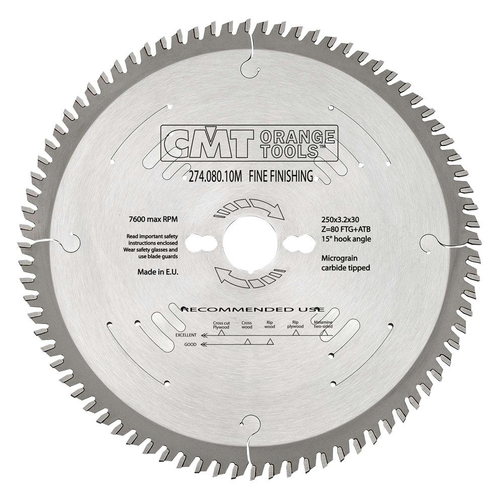 Sågklinga CMT Orange Tools fintandad 250x3,2x30 T80 TFW