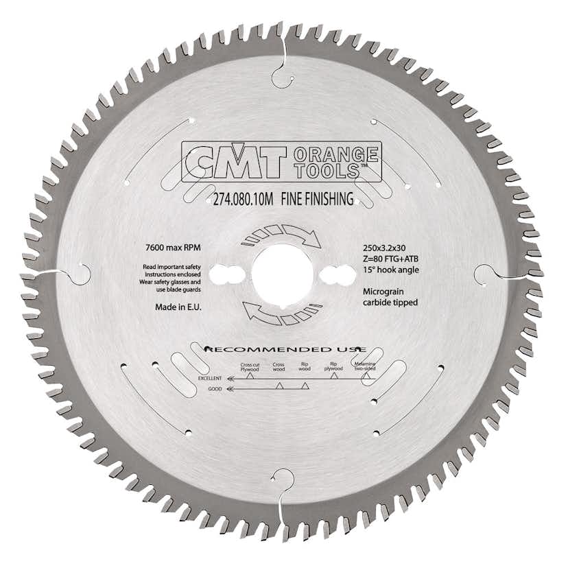 Sågklinga CMT Orange Tools fintandad 250x3,2x30 T80 TFW