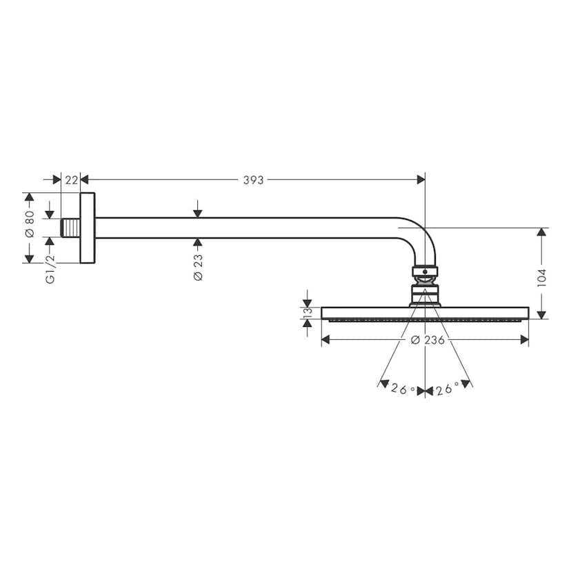 Huvuddusch Hansgrohe Raindance S 240 1jet PowderRain för Vägg