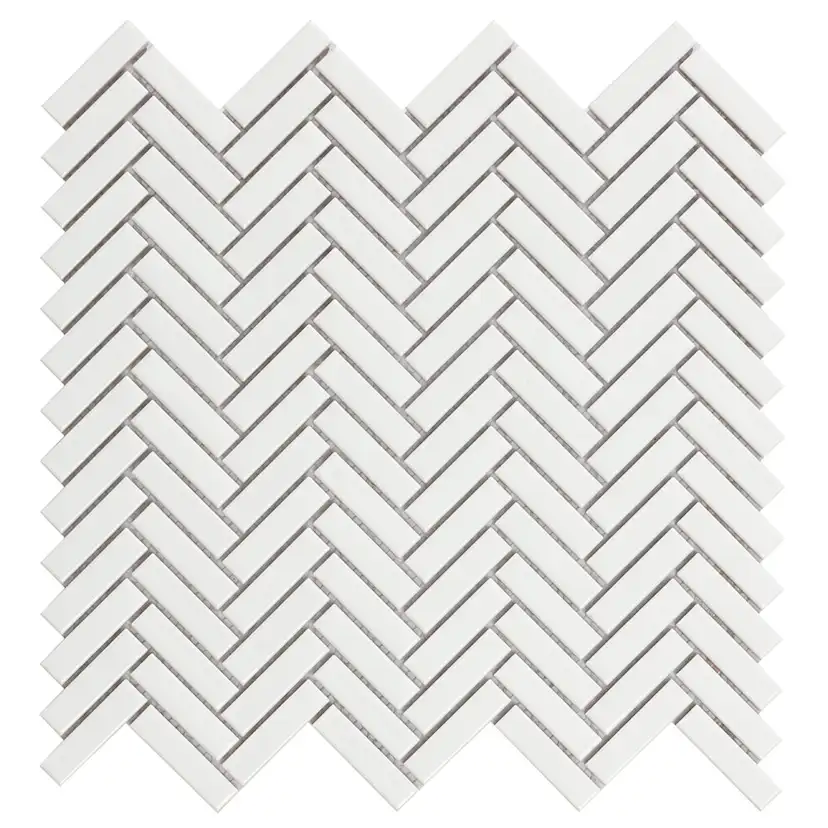 Mosaik Lhådös Fishbone White Glossy cm