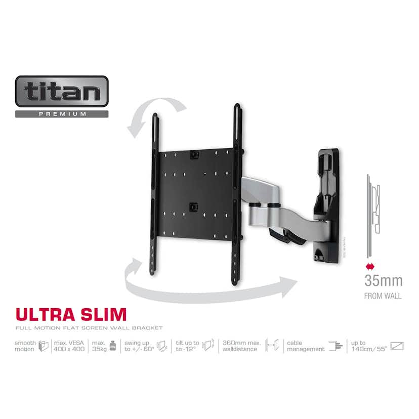 Väggfäste Vivanco 2-arm Vridbart 65 tum/35 kg