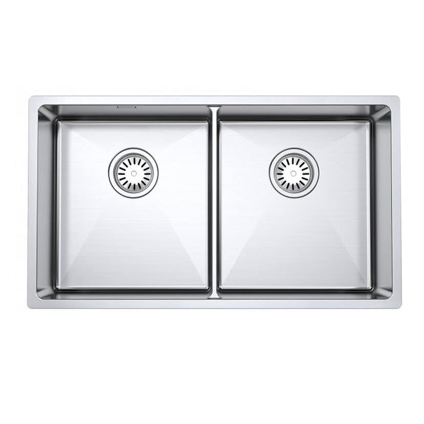 Diskho DecoSteel DI-ART 3636 Rostfri Dubbel med Korgventil & Vattenlås