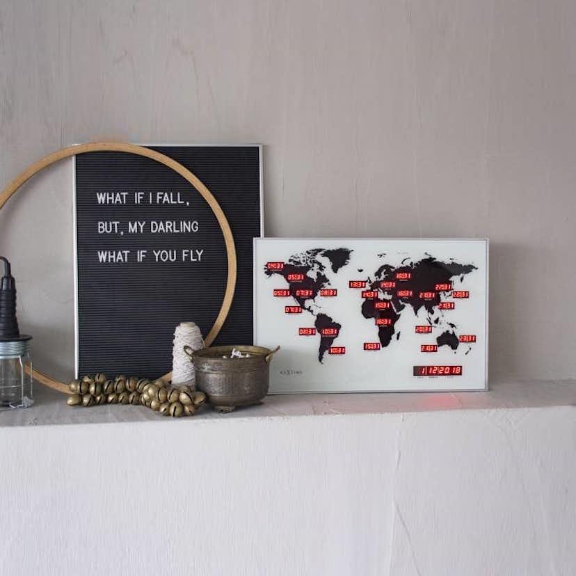 Väggklocka NeXtime World Time Digit