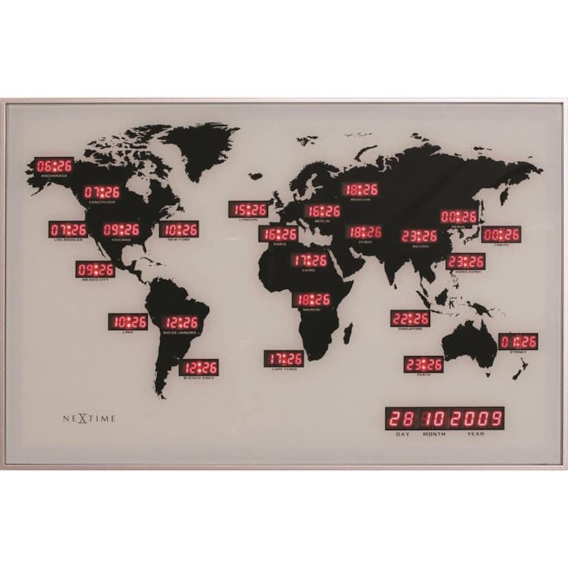 Väggklocka NeXtime World Time Digit
