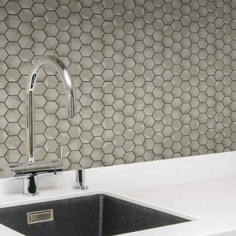 Kakel Natucer Ceramica Natural Hex Grå 3D 6x7 cm