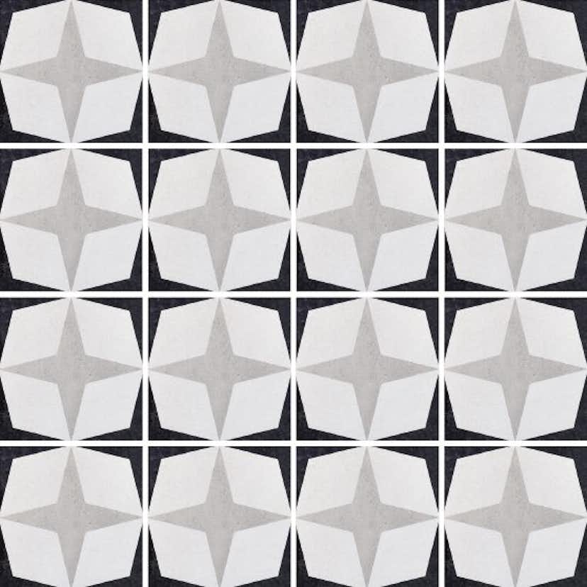 Klinker Fioranese Cementine Svart & Vit nr 1 20x20 cm