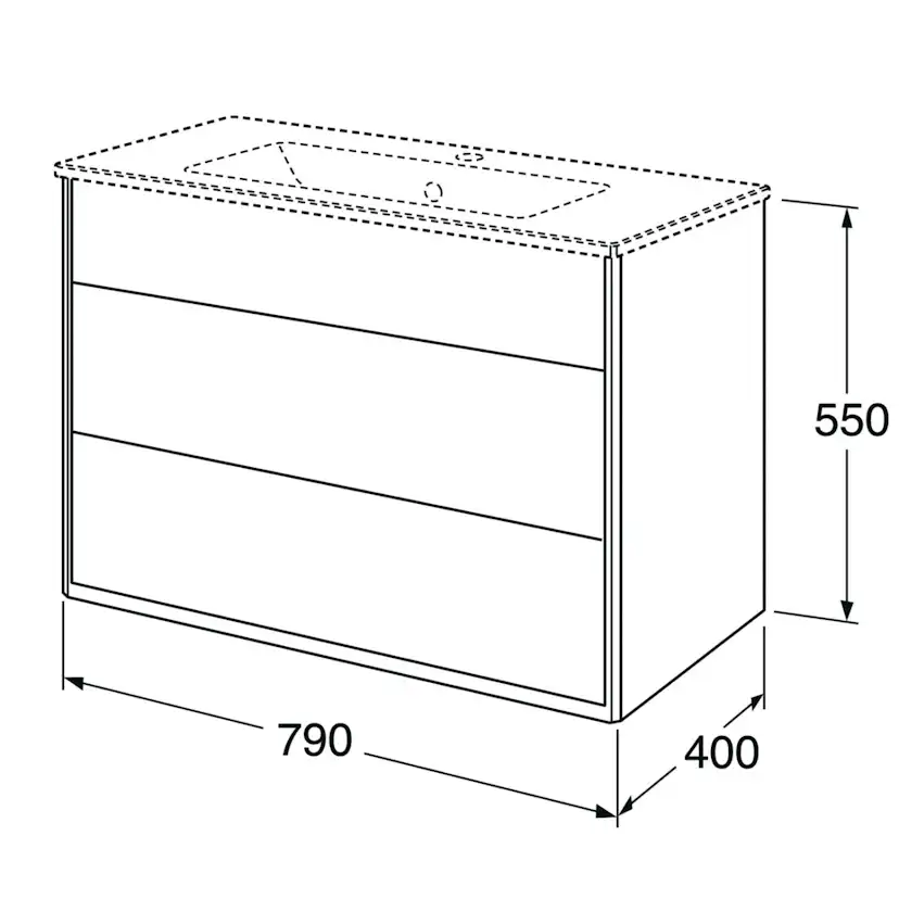 Tvättställsskåp Gustavsberg Graphic Kommod 80 cm utan Tvättställ