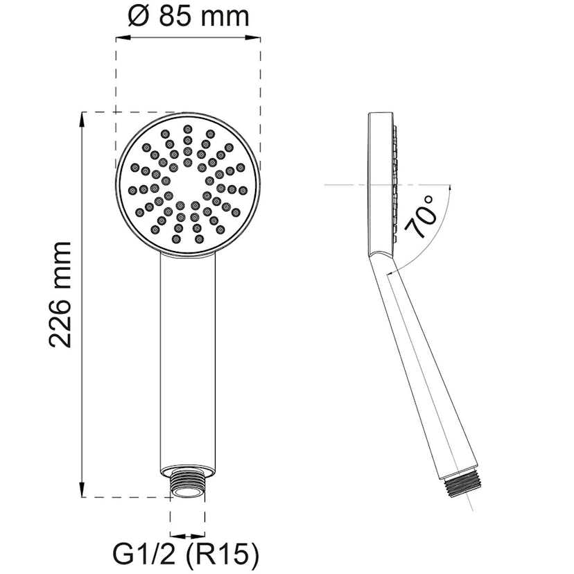 Handdusch Habo Daisy 1-strålval Krom
