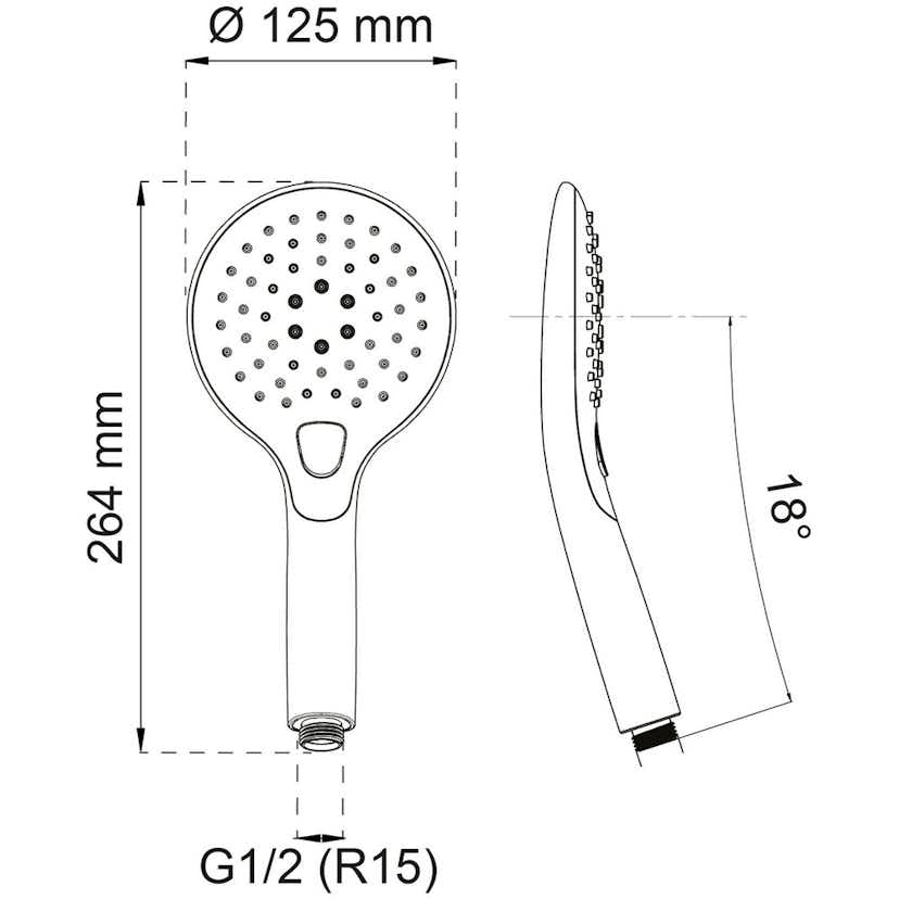 Handdusch Habo Fuchsia 3-strålval Krom