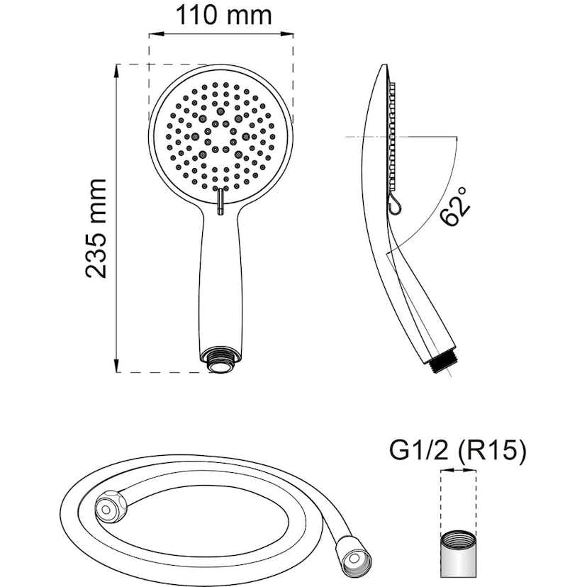 Duschpaket Habo Daisy 1-strålval Vit