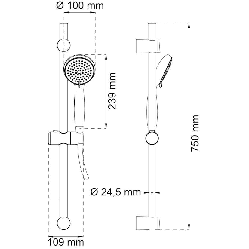 Duschset Habo Orchid 3-strålval Krom