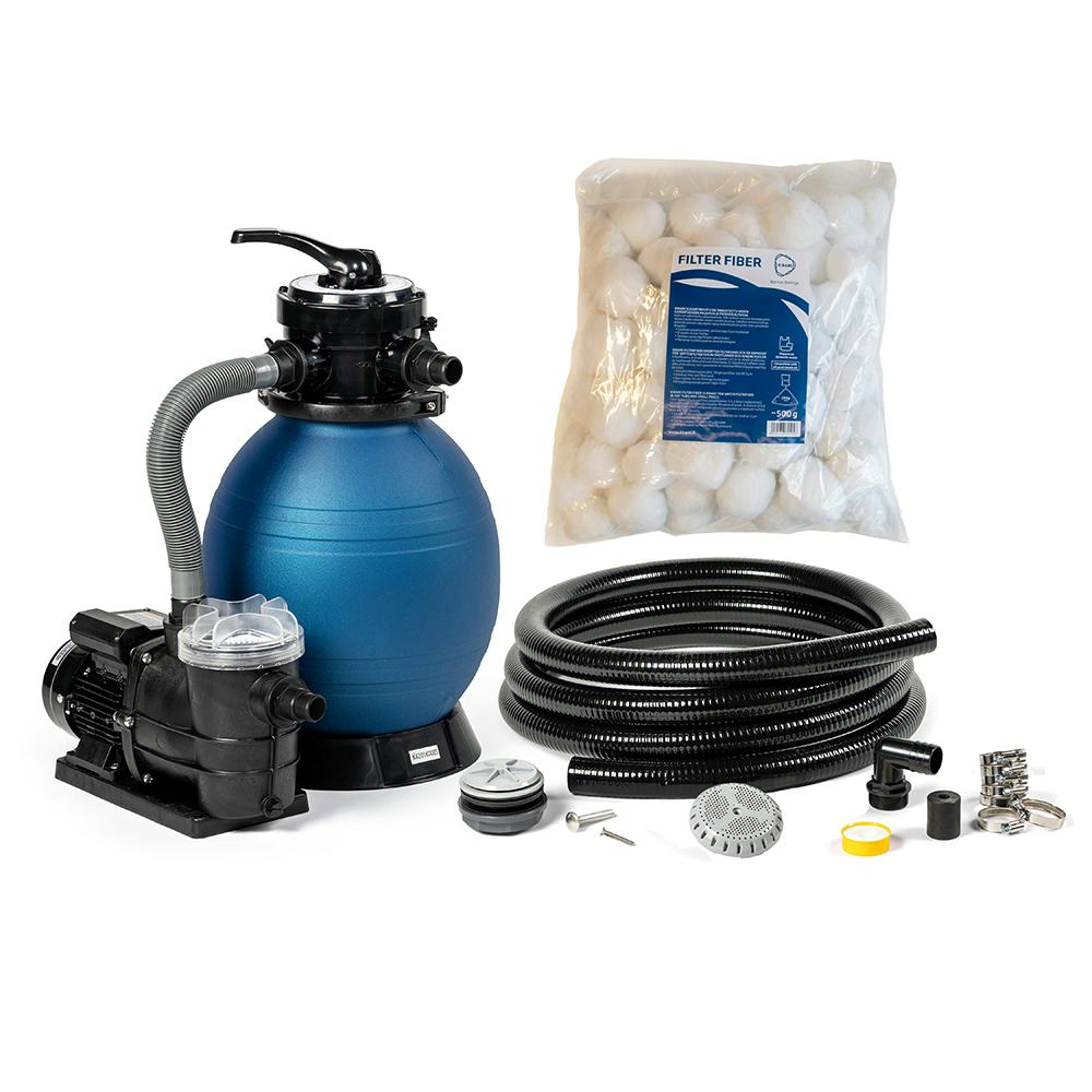 Reningssystem Kirami MF- 250 Pump, Filterfiber, Genomföringssats & Slang