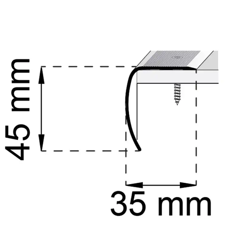 Trappkantlist Habo A28 Rostfri 45x35 mm
