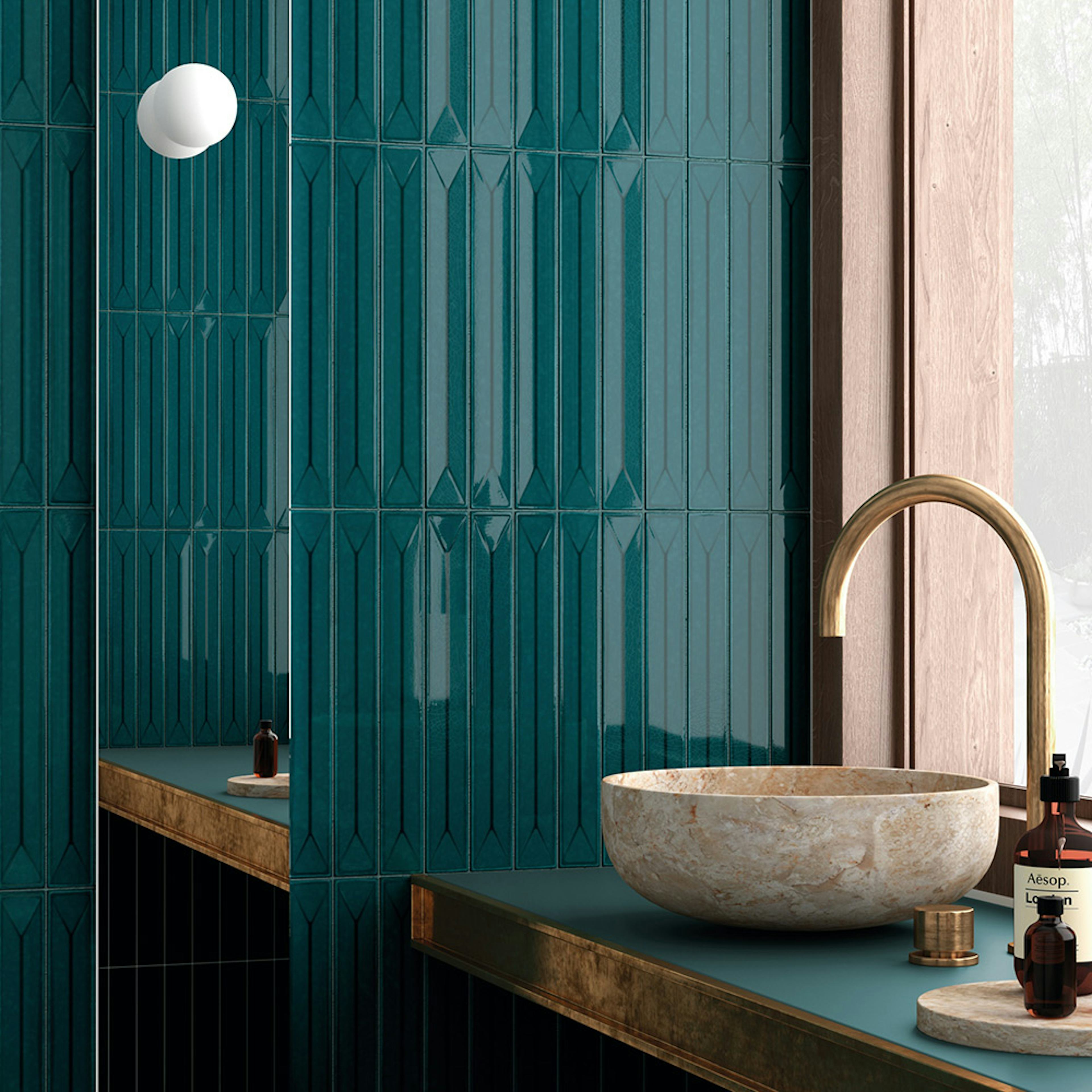 Klinker Lhådös Vitral Dekor Petrol 5x40 cm