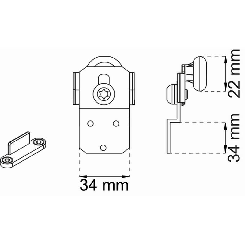 Beslagssats Habo SF-30  Komplett Hjultsats för Skjutdörrsskena SF-30