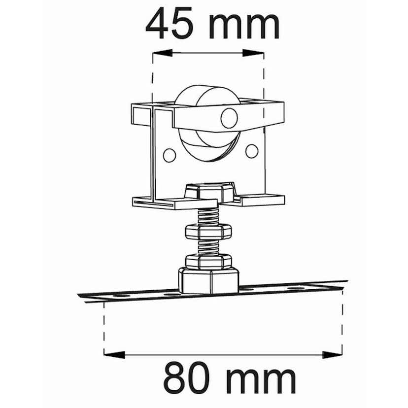 Beslagssats Habo SF-40 Komplett Hjultsats för Skjutdörrsskena SF-40