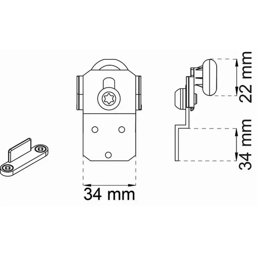 Beslagssats Habo SF-20 Komplett Hjultsats för Skjutdörrsskena SF-20