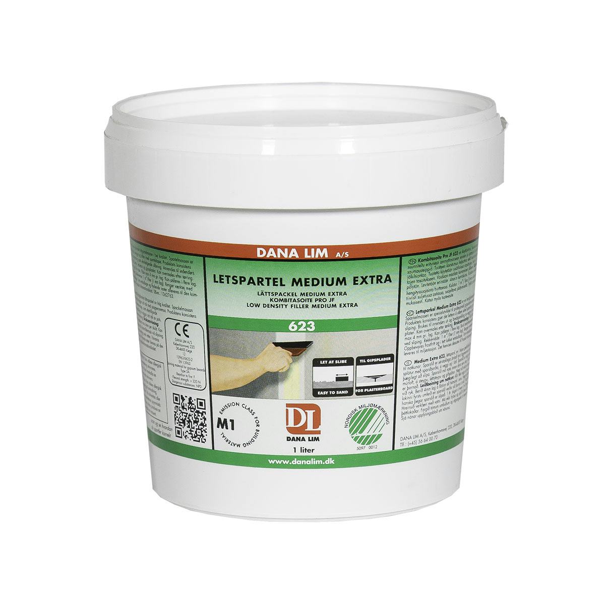 Lättspackel Danalim Medium 623 Extra Dana Thinner & Förtunning 1 Liter