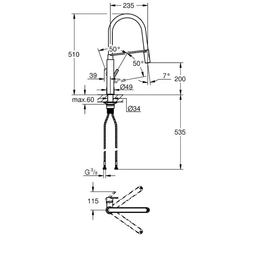 Köksblandare Grohe Feel med Kontrollbox Engreppsblandare Krom Svängbar Pip