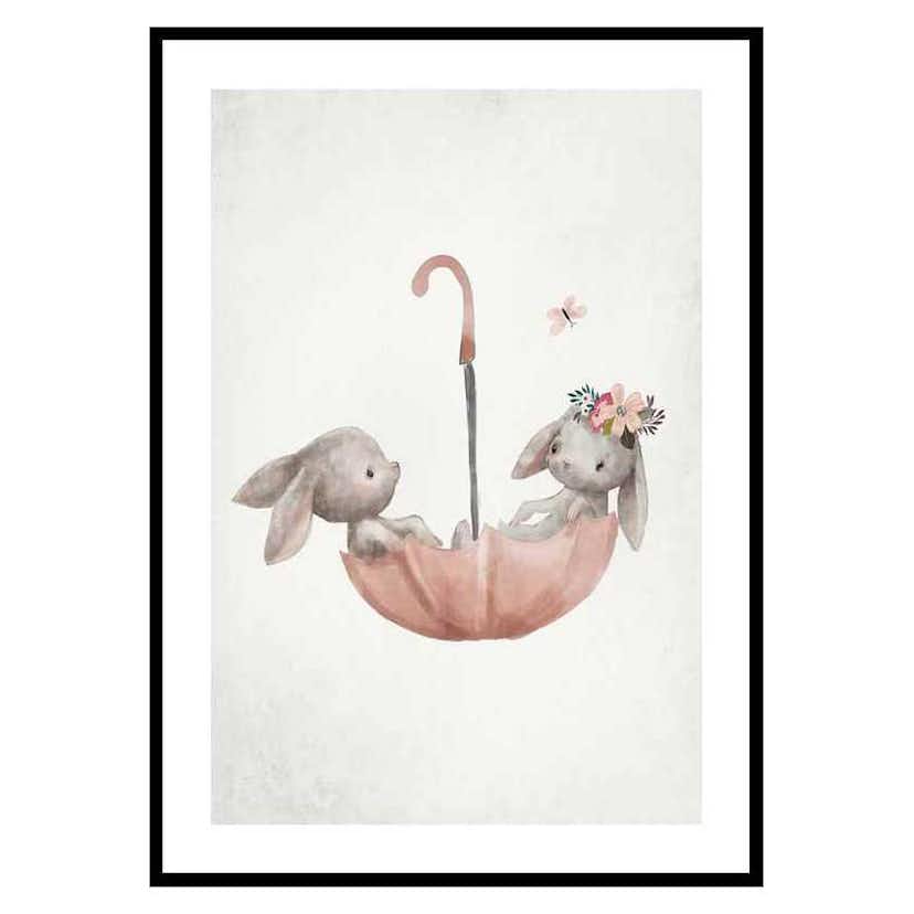 Poster Gallerix Watercolor Rabbit Friends