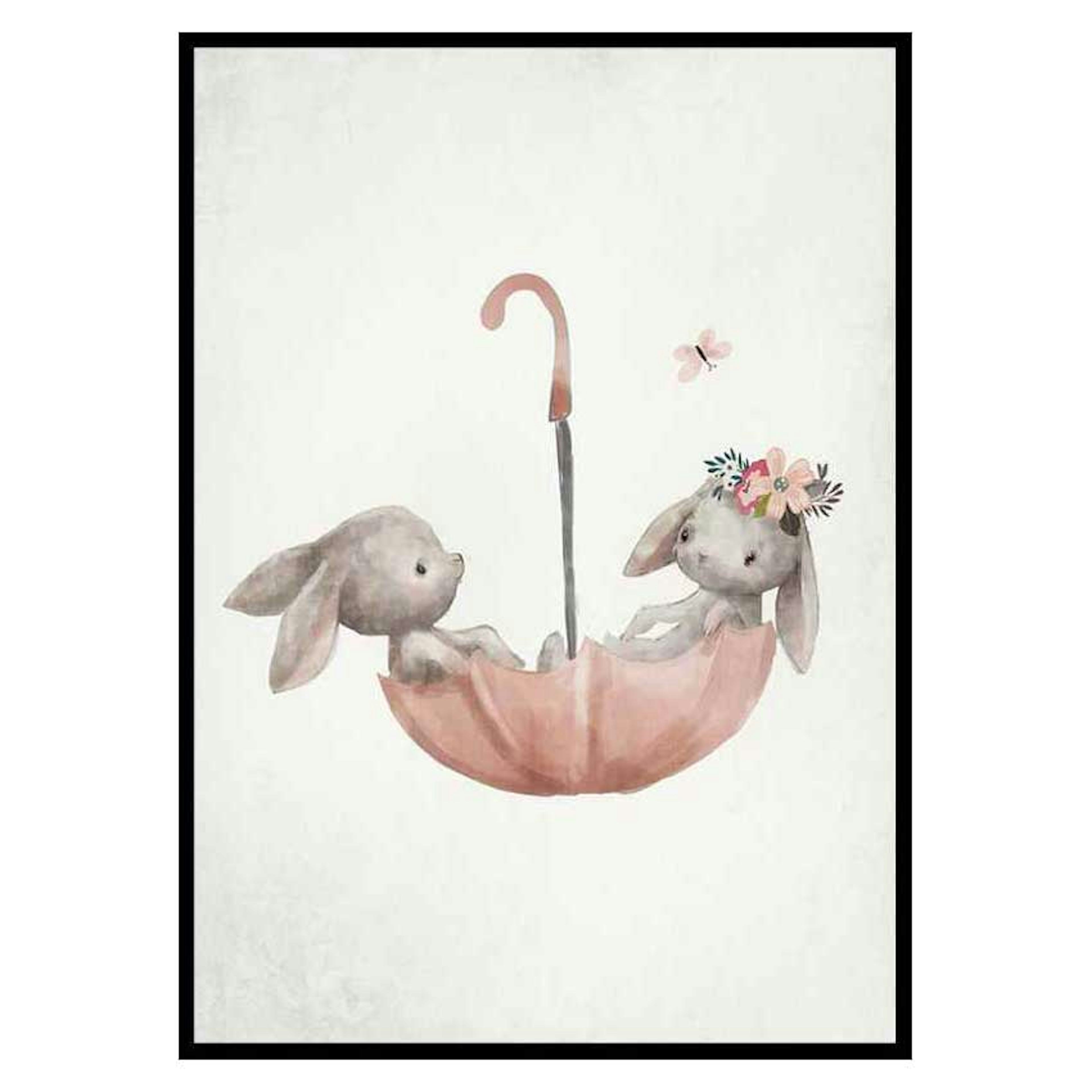 Poster Gallerix Watercolor Rabbit Friends