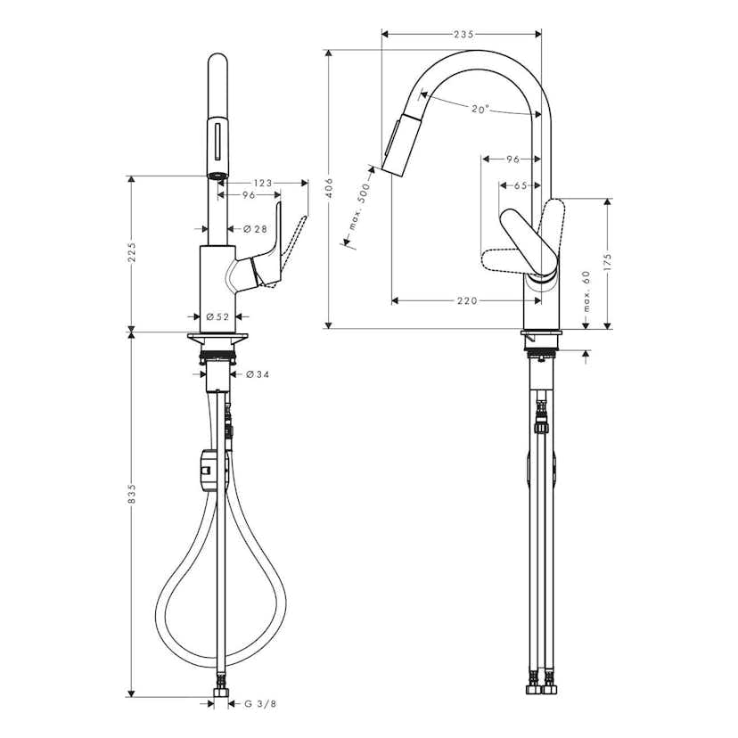 Köksblandare Hansgrohe Focus med Utdragbar Pip