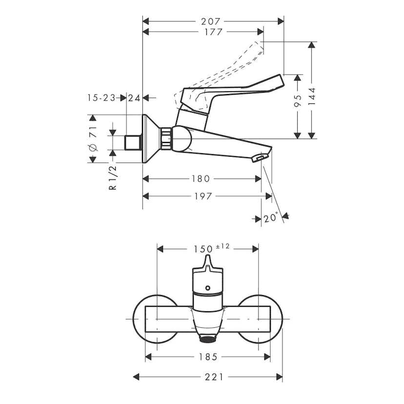 Tvättställsblandare Hansgrohe Focus för Väggmontage