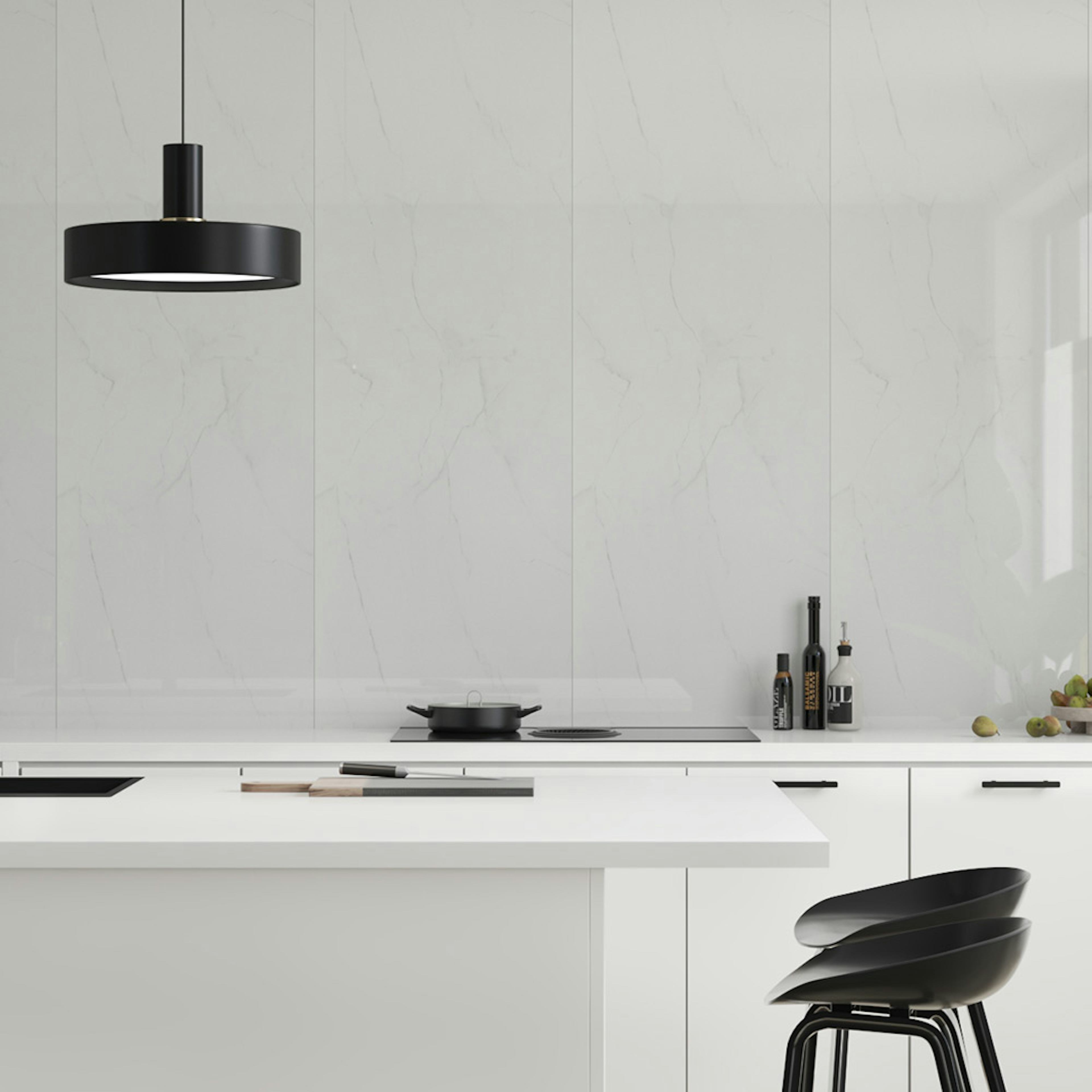 Stänkskyddsskiva Fibo 3487-M10 HG Bright Marble 10x620x2400 mm