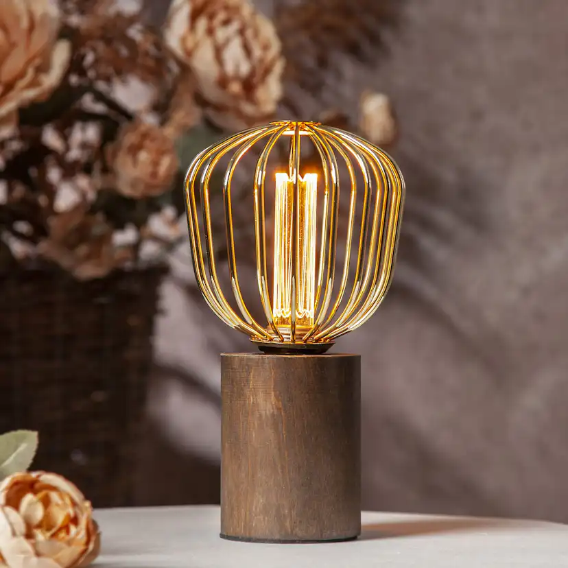 LED-lampa Star Trading E27 G125 Basket Gold