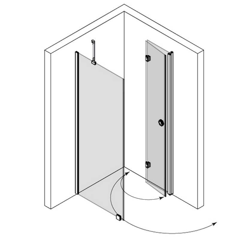 Duschhörn Hietakari Forma 369 Fast Vägg och Vikbar Dörr