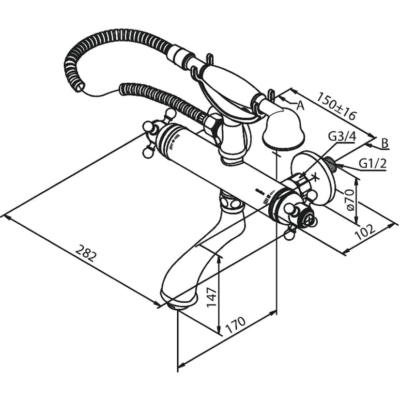 Dusch- och Badkarsblandare Damixa Tradition 150 cc