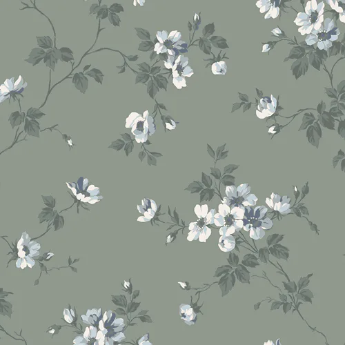 Tapet Duro Hav & Land Kristina 387-07 QuickUp, Mönstrad Mörkgrön