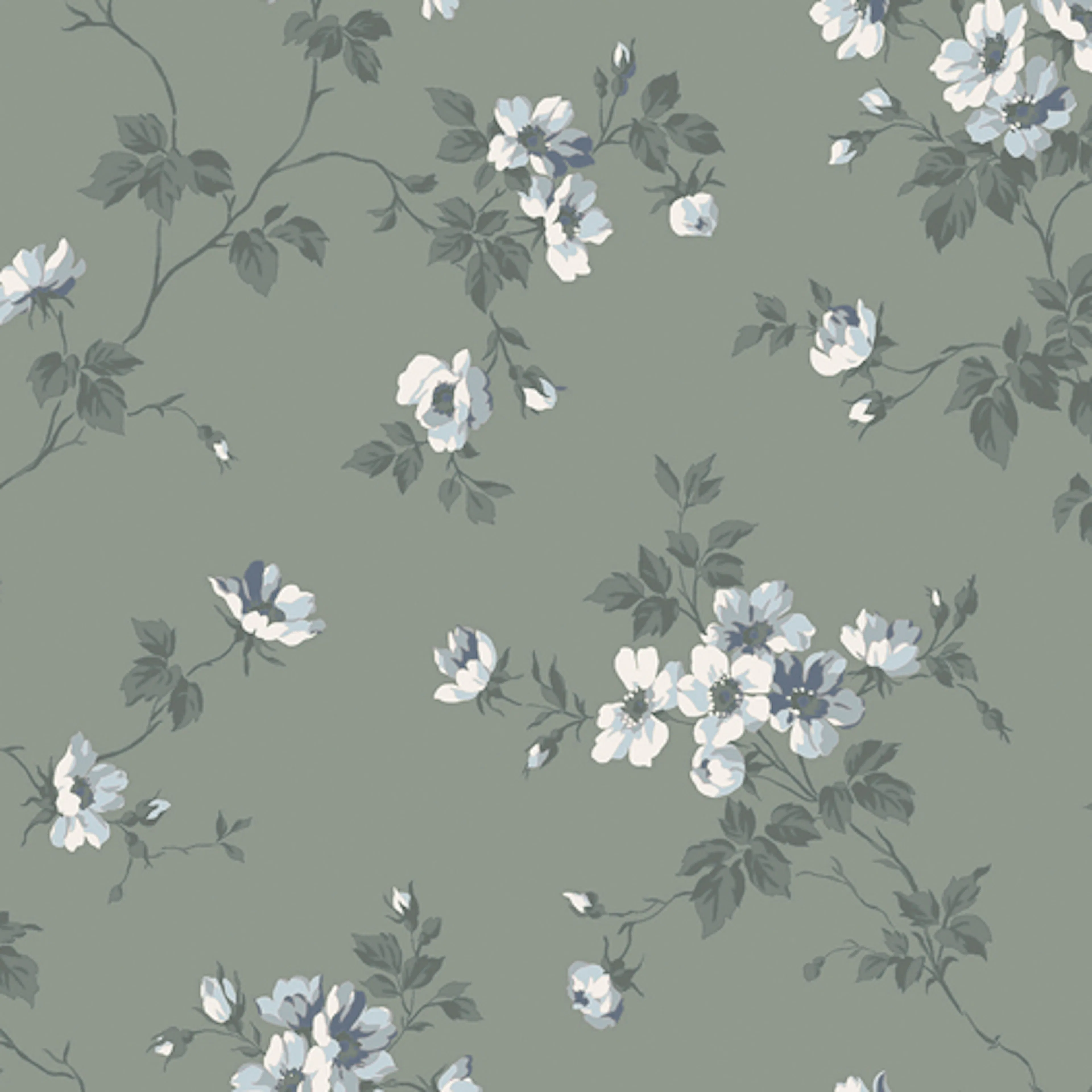 Tapet Duro Hav & Land Kristina 387-07 QuickUp, Mönstrad Mörkgrön