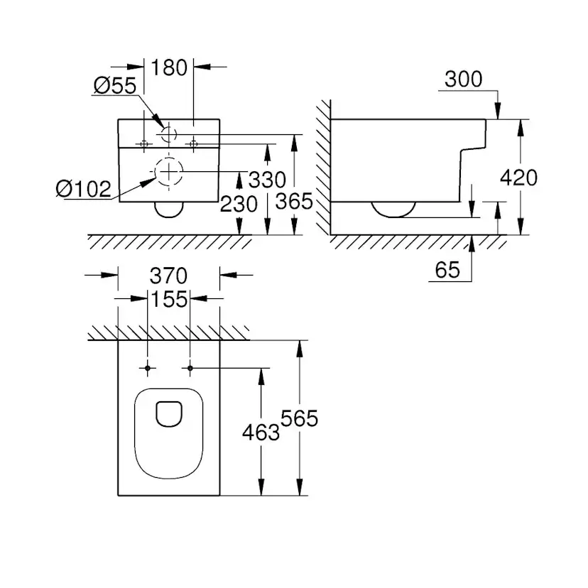 Vägghängd Toalettstol Grohe Cube Ceramic 39245