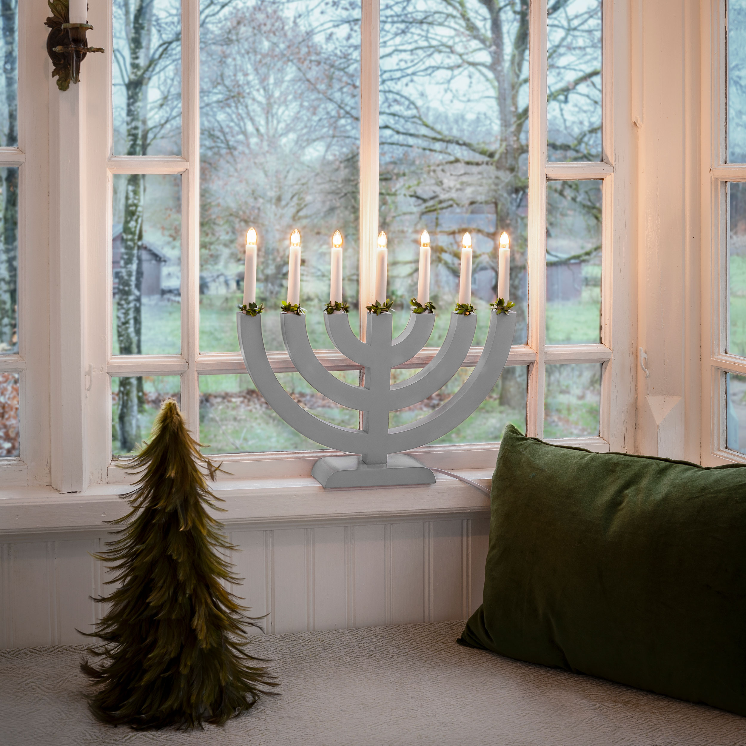 Adventsljusstake Gnosjö Konstsmide 7L Båge med Grönt