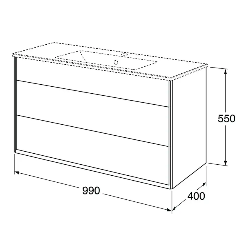 Tvättställsskåp Gustavsberg Graphic Kommod 100 cm utan Tvättställ
