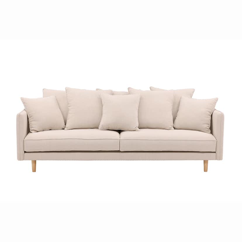 Soffa Vind Segelskären Beige 3-Sits med Tallben & Linnekuddar