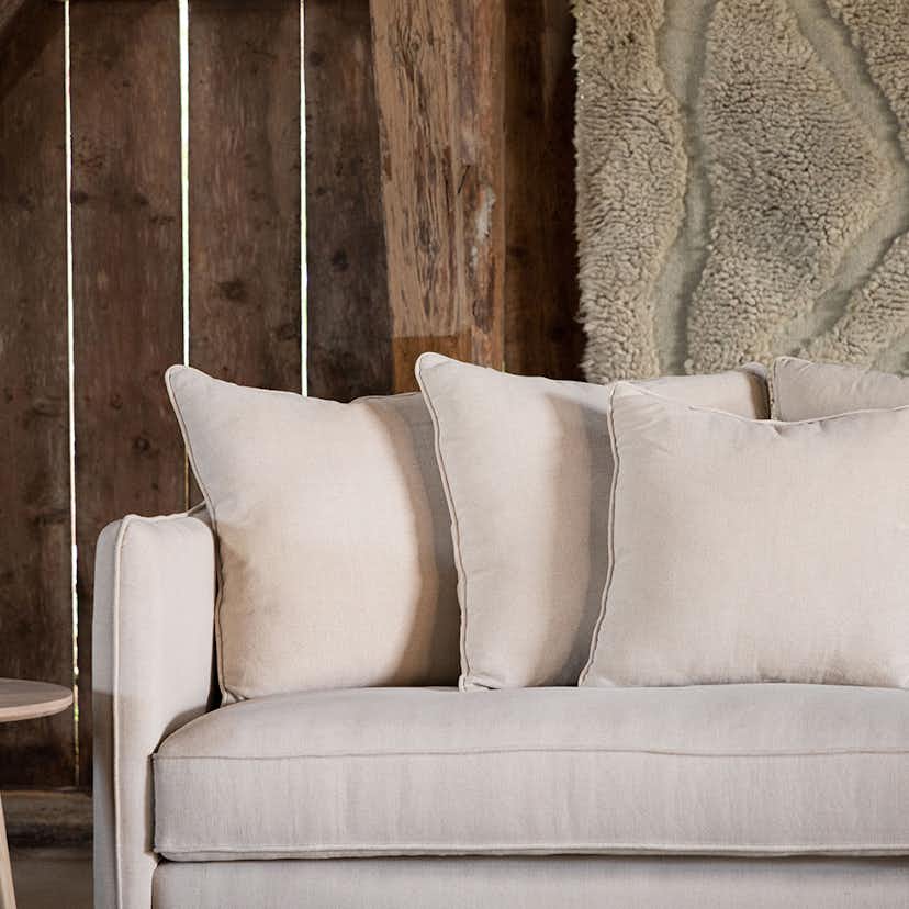 Soffa Vind Segelskären Beige 3-Sits med Tallben & Linnekuddar