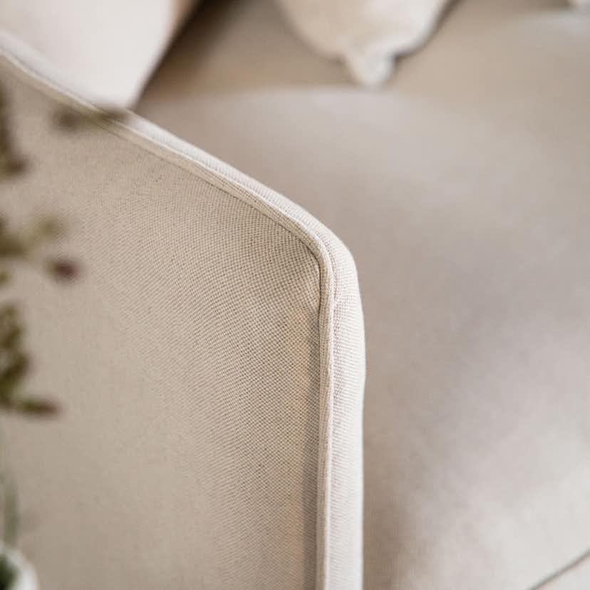 Soffa Vind Segelskären Beige 3-Sits med Tallben & Linnekuddar