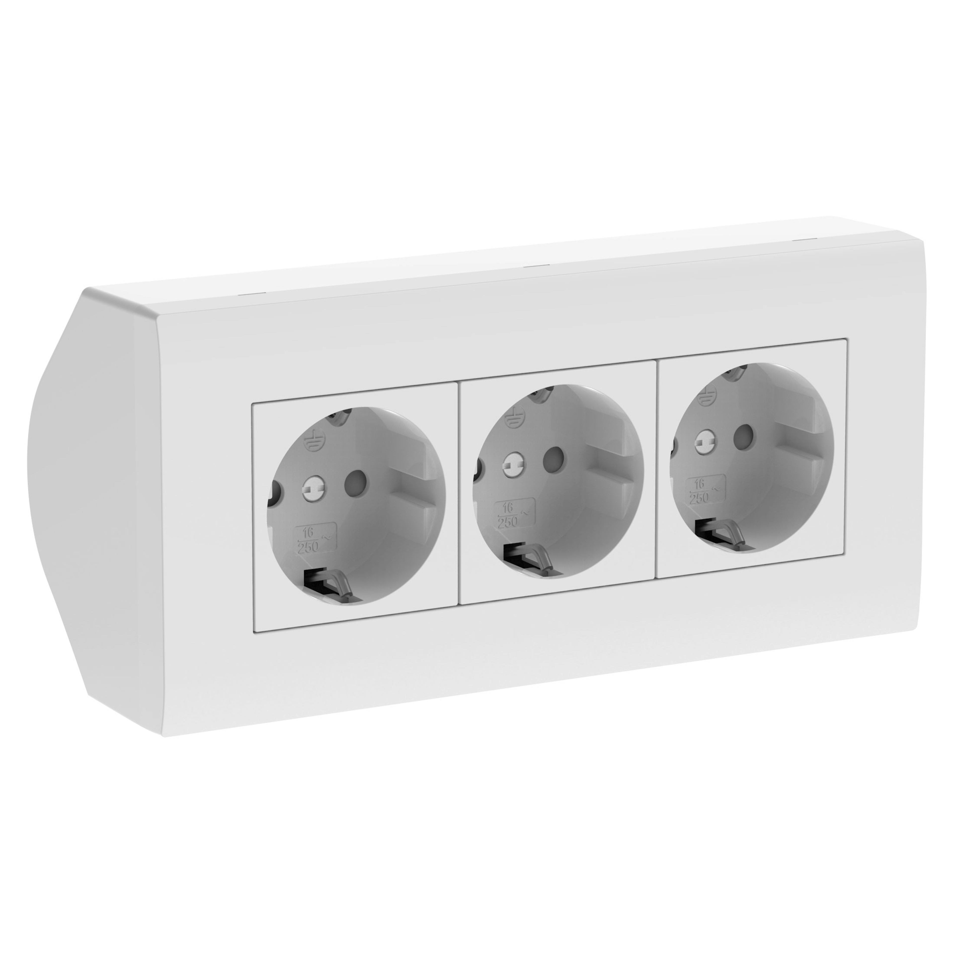 Vägguttag Gelia Hörnbox 3-vägs Jordat