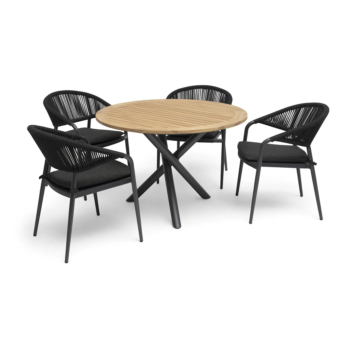Trädgårdsmatgrupp Hillerstorp Ekeryd Ø110 cm med 4 st Trädgårdsstolar