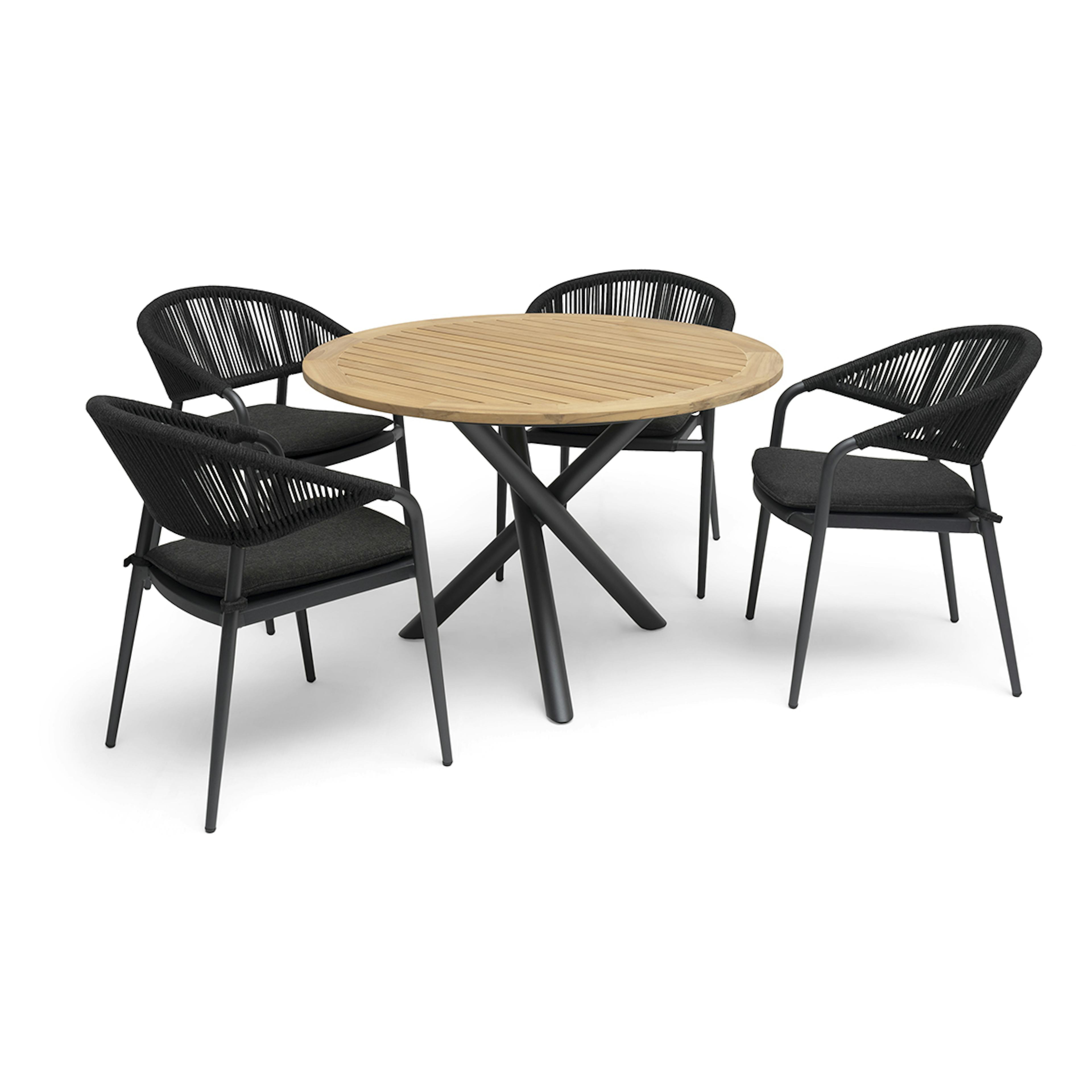 Trädgårdsmatgrupp Hillerstorp Ekeryd Ø110 cm med 4 st Trädgårdsstolar