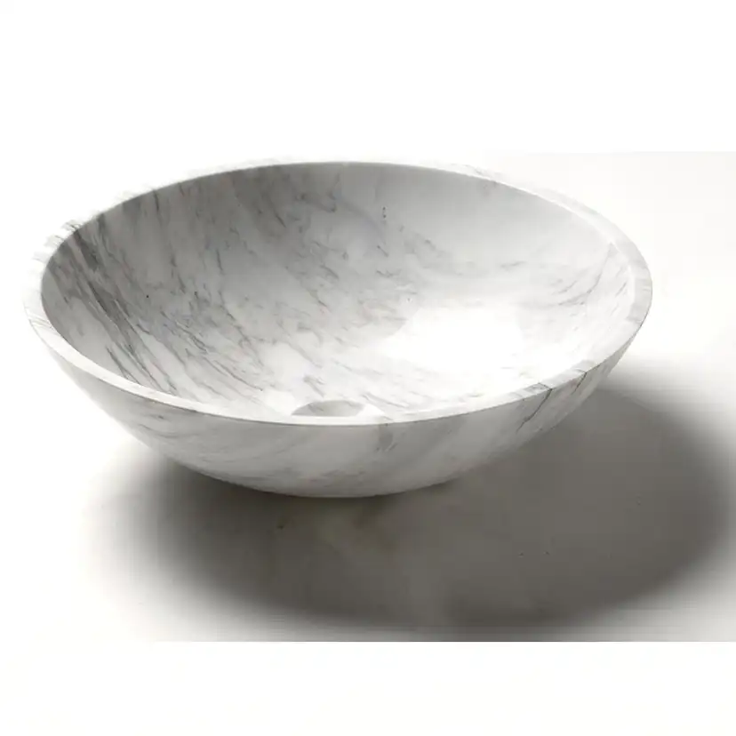 Handfat Italian Marble Carrara Polerad Rund