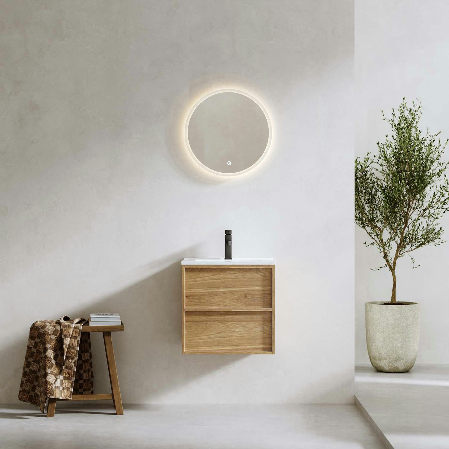 Tvättställsskåp Bathlife Charm med Tvättställ och Spegel Skina