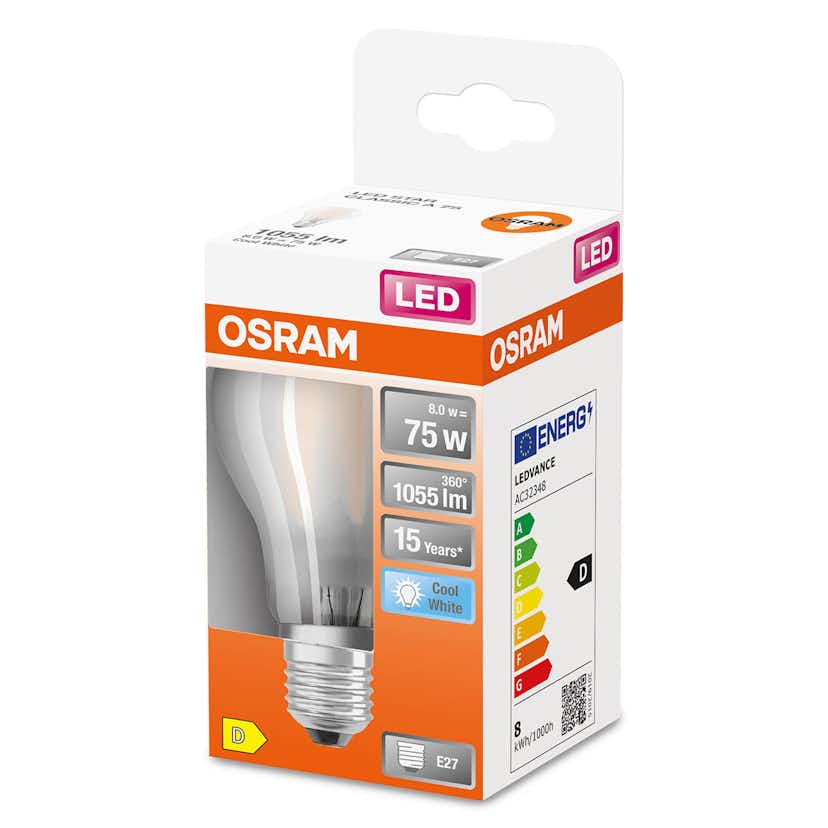 LED-Lampa Osram Normal (75) E27 Matt 840 Cl A