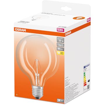 LED-Lampa Osram Retro Glob (25) E27 Klar 827 2W