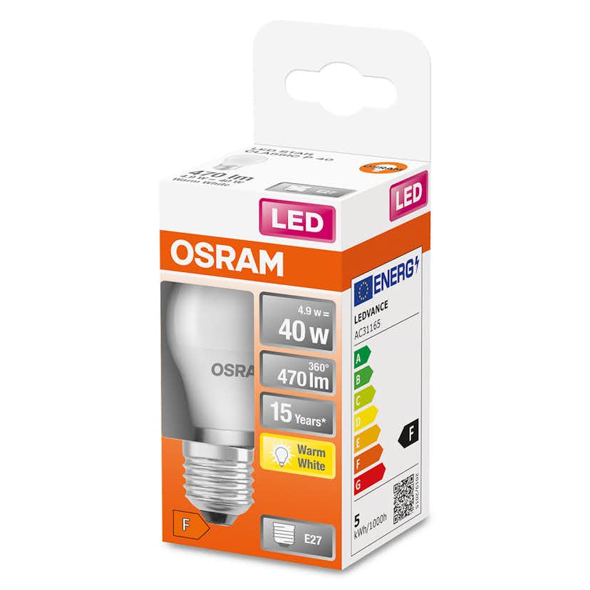 LED-Lampa Osram Klot (40) E27 Matt 827 Cl P St