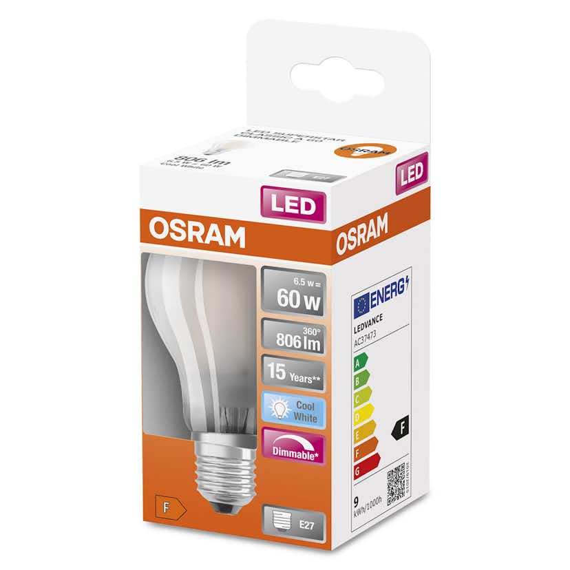 LED-Lampa Osram Normal (60) Dim E27 Matt 840 Cl A