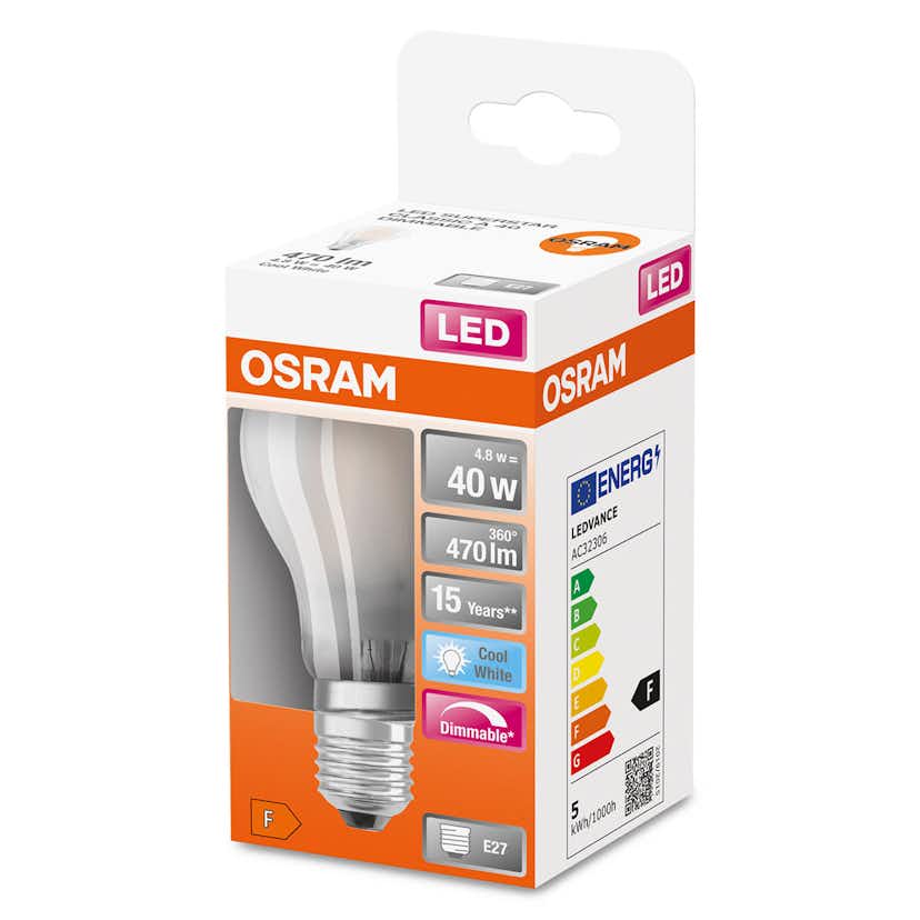 LED-Lampa Osram Normal (40) E27 Dim Matt 840 Cl A