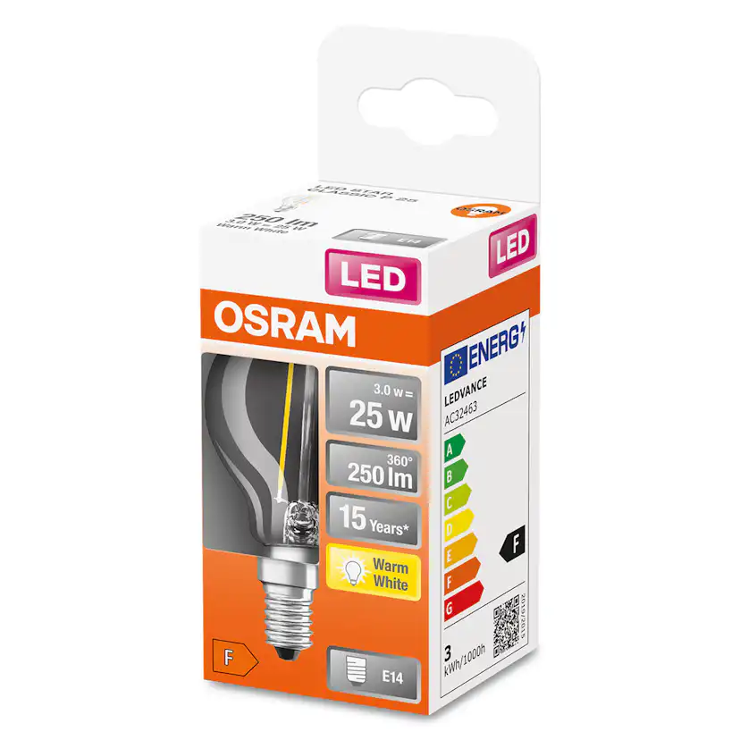 LED-Lampa Osram Klot (25) E14 827 Cl P